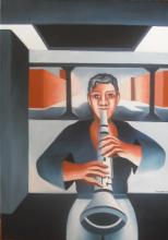 Clarinetiste. Huile sur toile. 50X70 - ARTEC