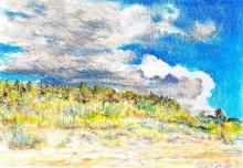Palanga. Plage et nuages, 2021, pastel sec sur papier - ARTEC