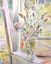 Bouquet de chardon, 2021, crayons de couleur sur papier - ARTEC